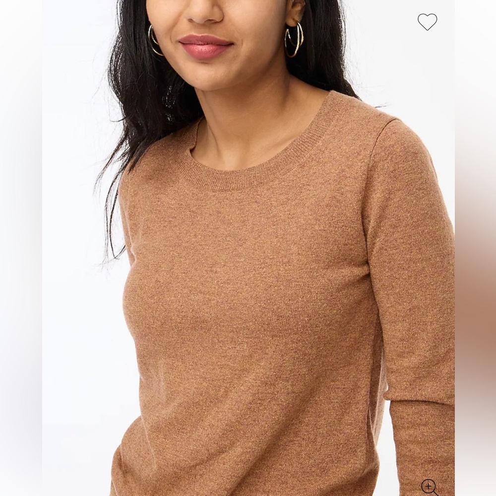 J. Crew Factory sz M Teddie Sweater Cotton-Wool Blend Heather Camel Brown Luxury